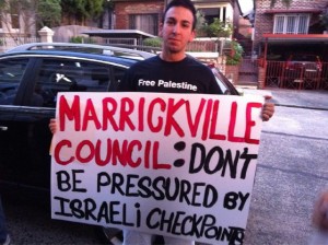 Banner outside Marrickvile Council meeting
