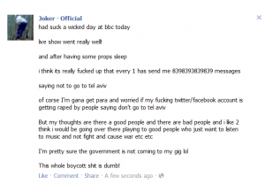 Confusing the issue - Joker's facebook status which he deleted quickly