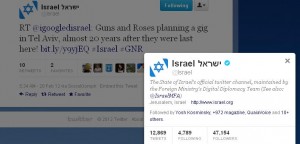 Israeli government tweets Guns N' Roses