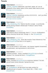 Atzmon uses twitter for self-promotion