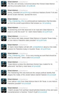 Atzmon uses twitter for self-promotion