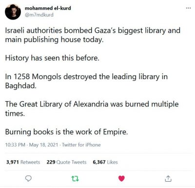 Israel bombs library