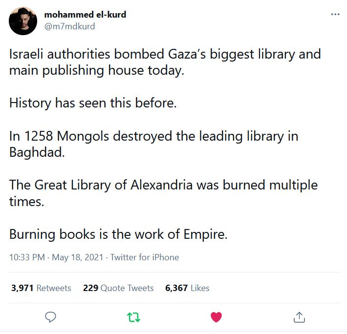 Israel bombs library