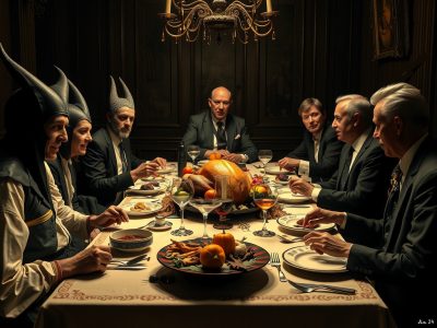 The old white land-thieving brotherhood yearly gobble fest